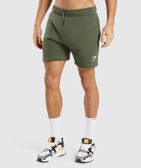 Panske Šortky Gymshark Crest Olivovo Zelená | LT7246513